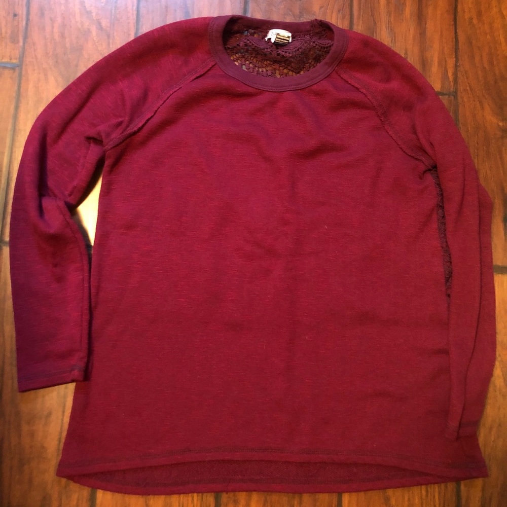 Long Sleeve Lace Back Shirt